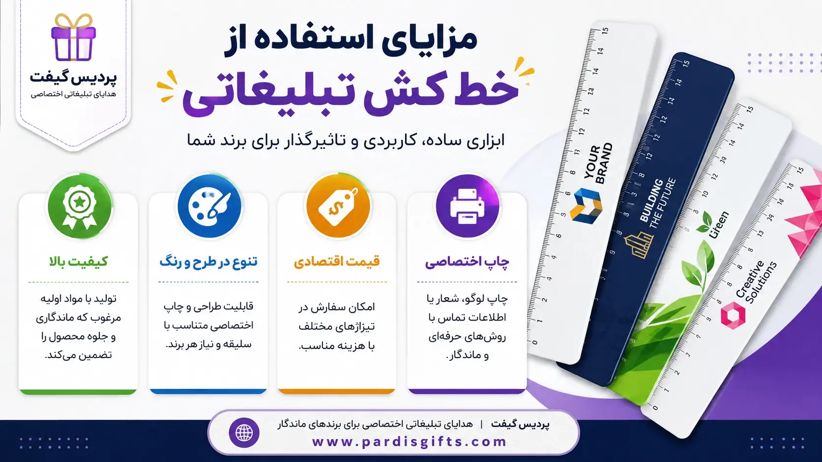 اینفوگرافی در خصوص مزایای استفاده از خط کش تبلیغاتی