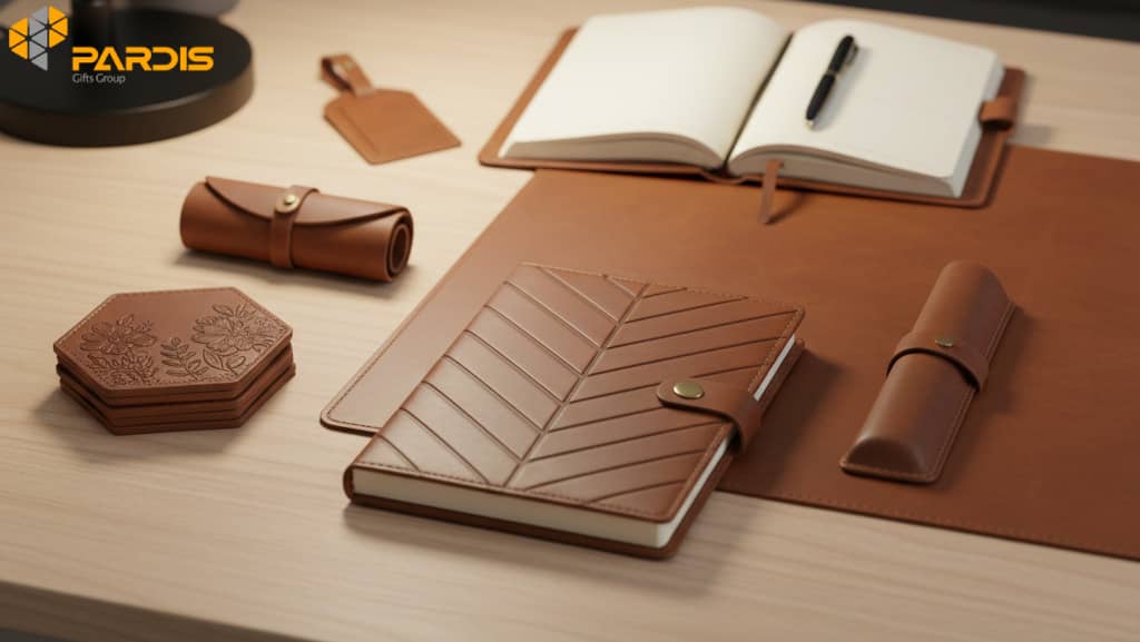 تصویری از انواع هدایای تبلیغاتی چرم